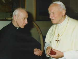 Fr. John Hardon talking with Pope John Paul, II